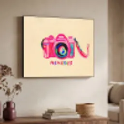 Camera - Memories - Roze - Geschilderd Textielframe - compleet frame klein -sfeer3