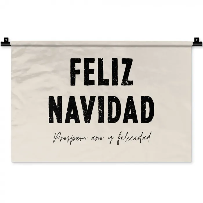 Kerst - Quotes - Feliz navidad - Kerstmis - Feestdagen Wandkleed katoen klein -zz3d