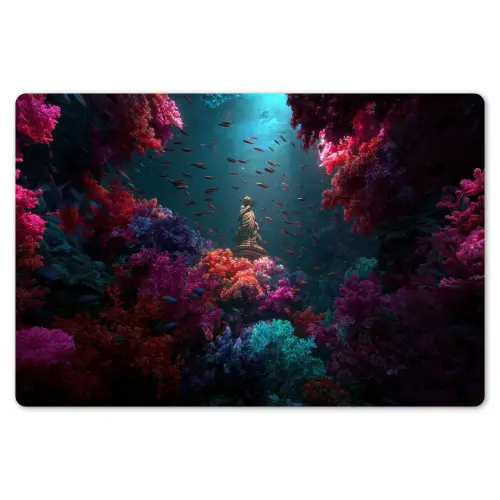 Standbeeld - Zeebodem - Koraal - Kleurrijk Placemat vinyl groot -zzsfeer1_Kitchenyeah-website