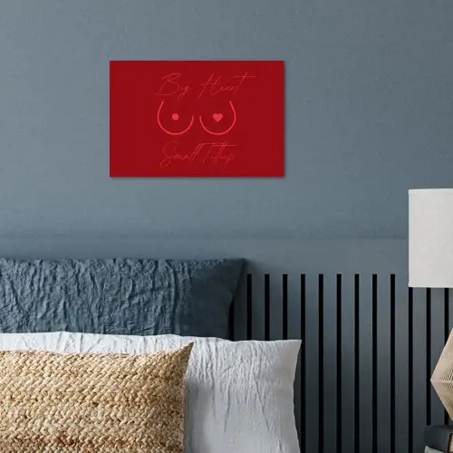 big heart small titties - Hart - Rood poster papier klein -sfeer2