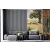 Houten bankje - Bloempotten - Landschap fotobehang vinyl groot -bank