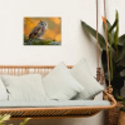 Bosuil op Mosbegroeide Tak tuinposter los doek klein -sfeer7