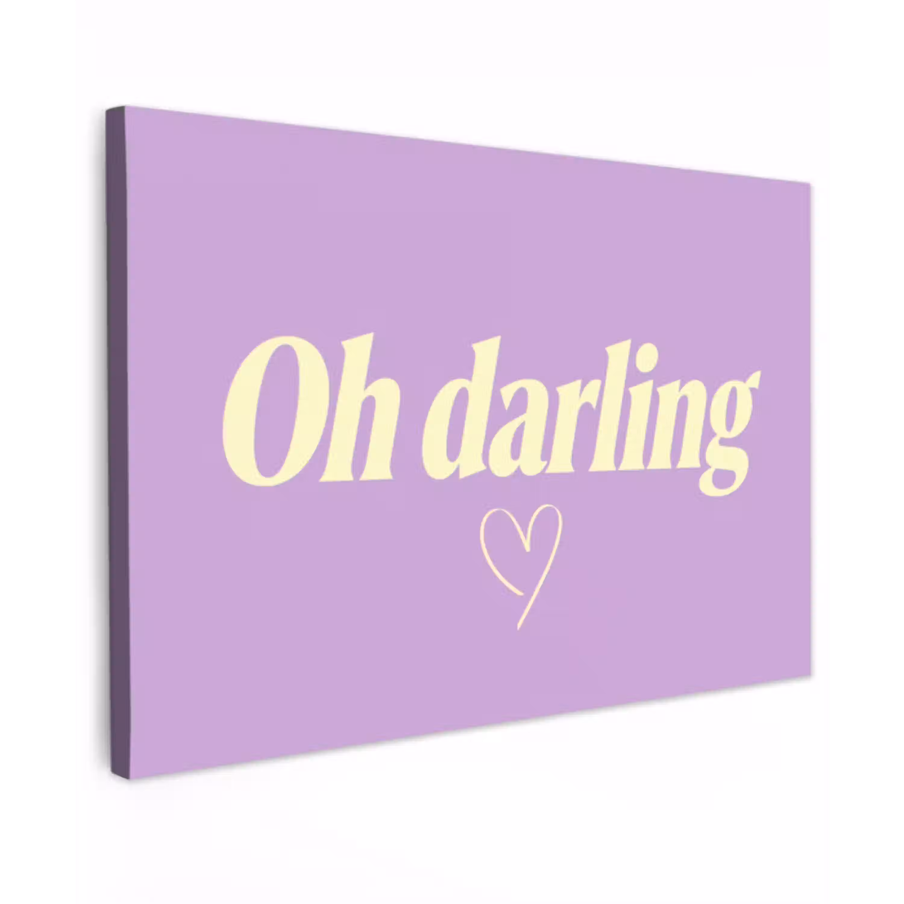 Oh darling - Hart - Paars Tuinposter op houten frame 2 cm dik klein -3d