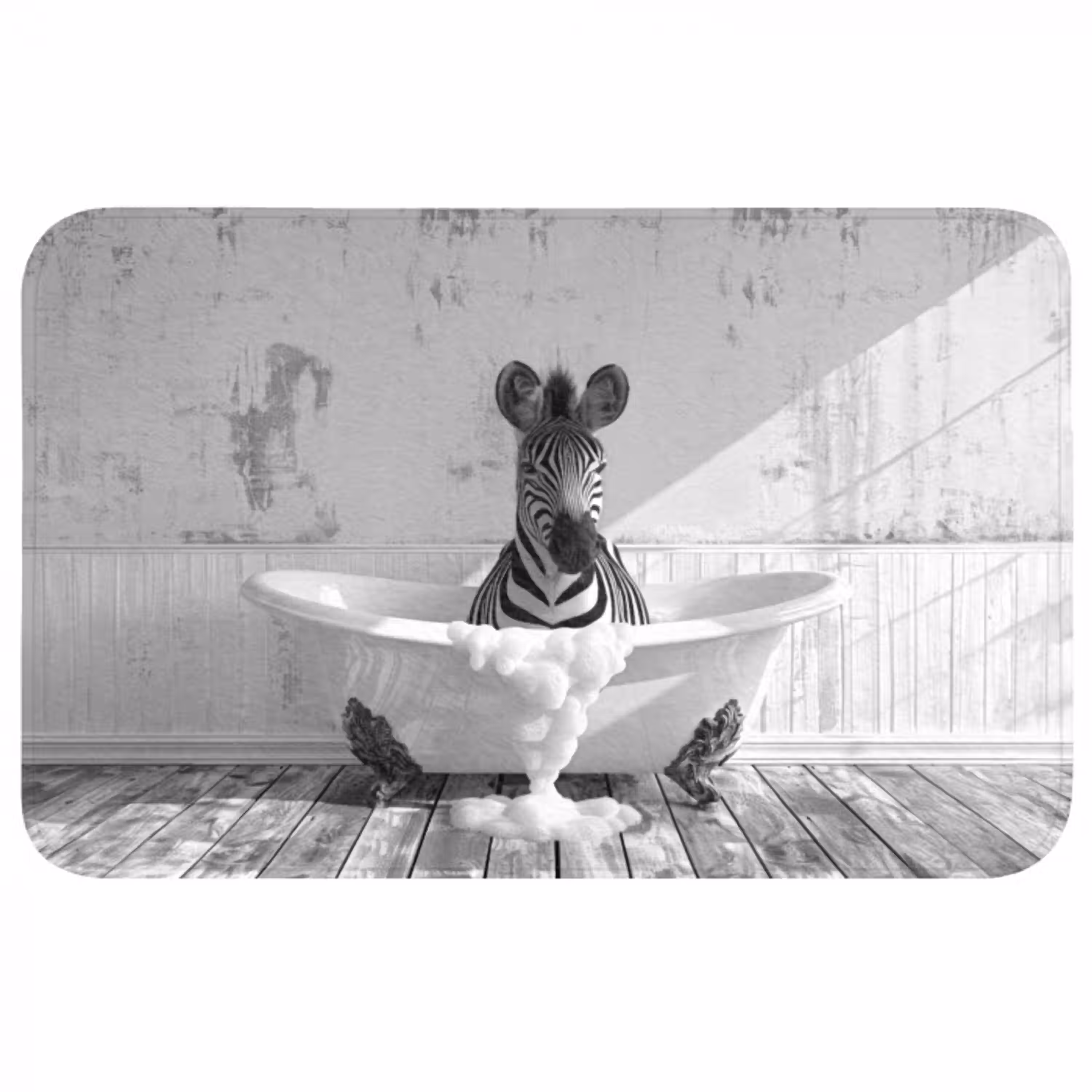 Zebra - Wilde dieren - Vintage - Zwart - Wit Badmat middel -3d