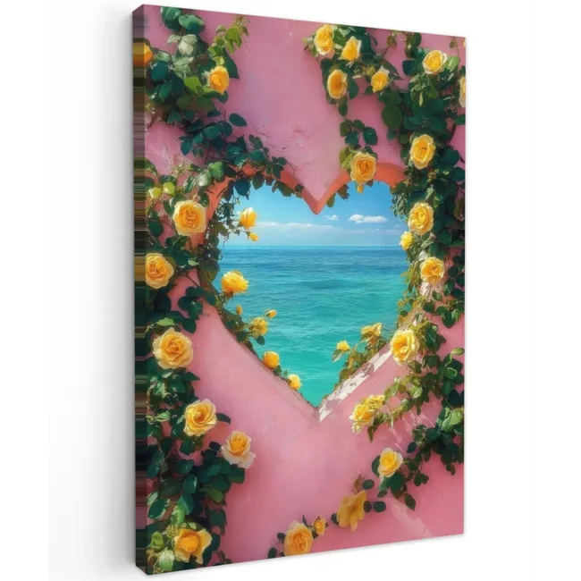 Hart - Zee - Muur Tuinposter op houten frame 2 cm dik klein -3d