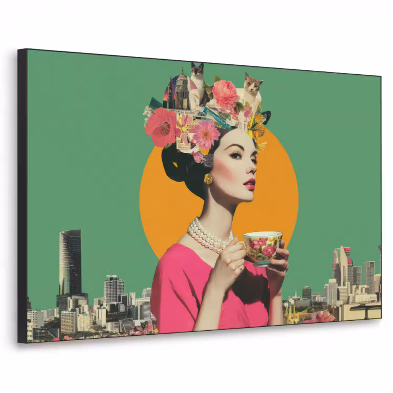 Art Frame - Retro - Frau - Stadt - Sonne