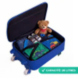 Rode racewagen in digitale snelheidswereld Kinderkoffer - Blauw klein -binnenkant_FR