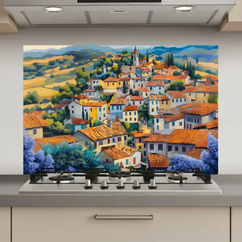 Dorp - Heuvels - Landschap - Bomen keuken achterwand spatscherm klein -3d_website