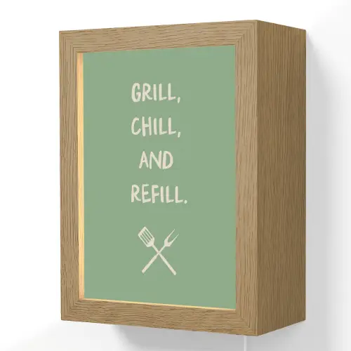 Grill - Groen - Zomer - Quote Light Box met kabel (Wandlamp) klein -3d