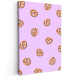 Pretzels - Eten - Paars Tuinposter op houten frame 2 cm dik middel -3d