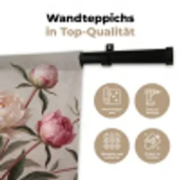Pioenrozen - Boeket - Roze Wandkleed katoen klein -tsfeer2_DE