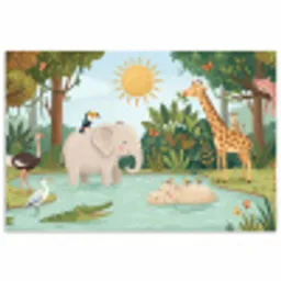 Jungle - Oase - Dieren - Kleurrijk poster papier klein -3d