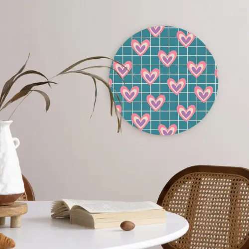 Hartjes - Raster - Patroon - Blauw Wandcirkel plexiglas klein 852 -sfeer4