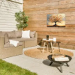 Herfst - Boom - Oranje - Bladeren - Levensboom - Abstract Tuinposter op houten frame 2 cm dik klein -sfeer2