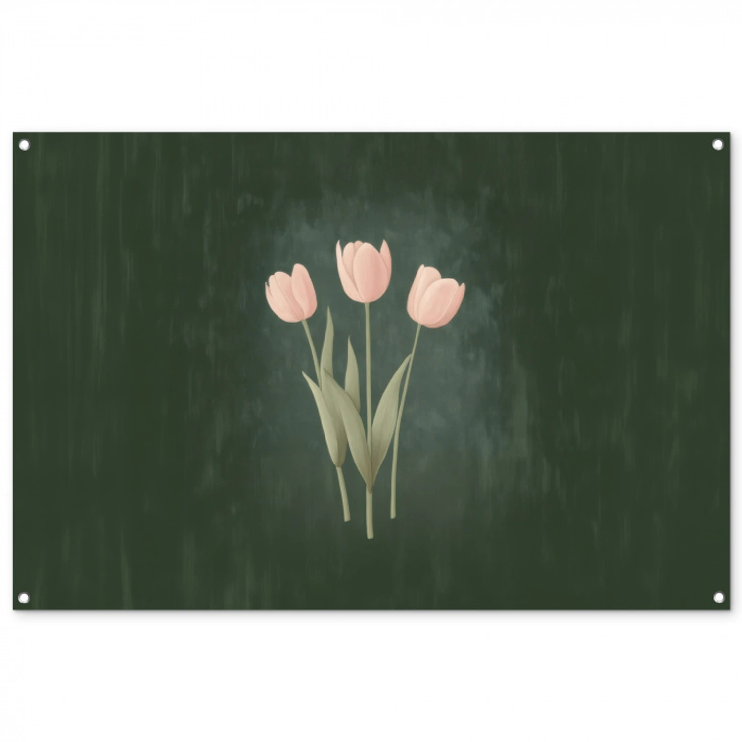 Tulpen - Liefde - Donkergroen tuinposter los doek groot -3d