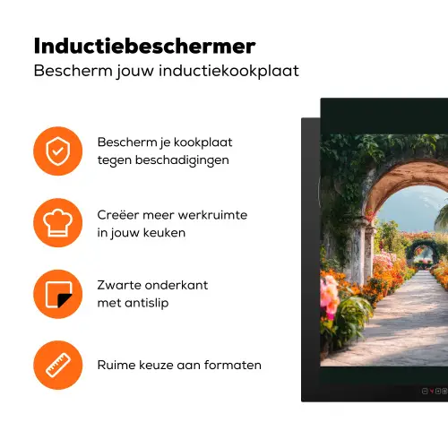 Doorkijk - Bloemen - Tropisch - Kleurrijk Inductie beschermer vinyl 3mm middel -zzzzzzz-td-ups