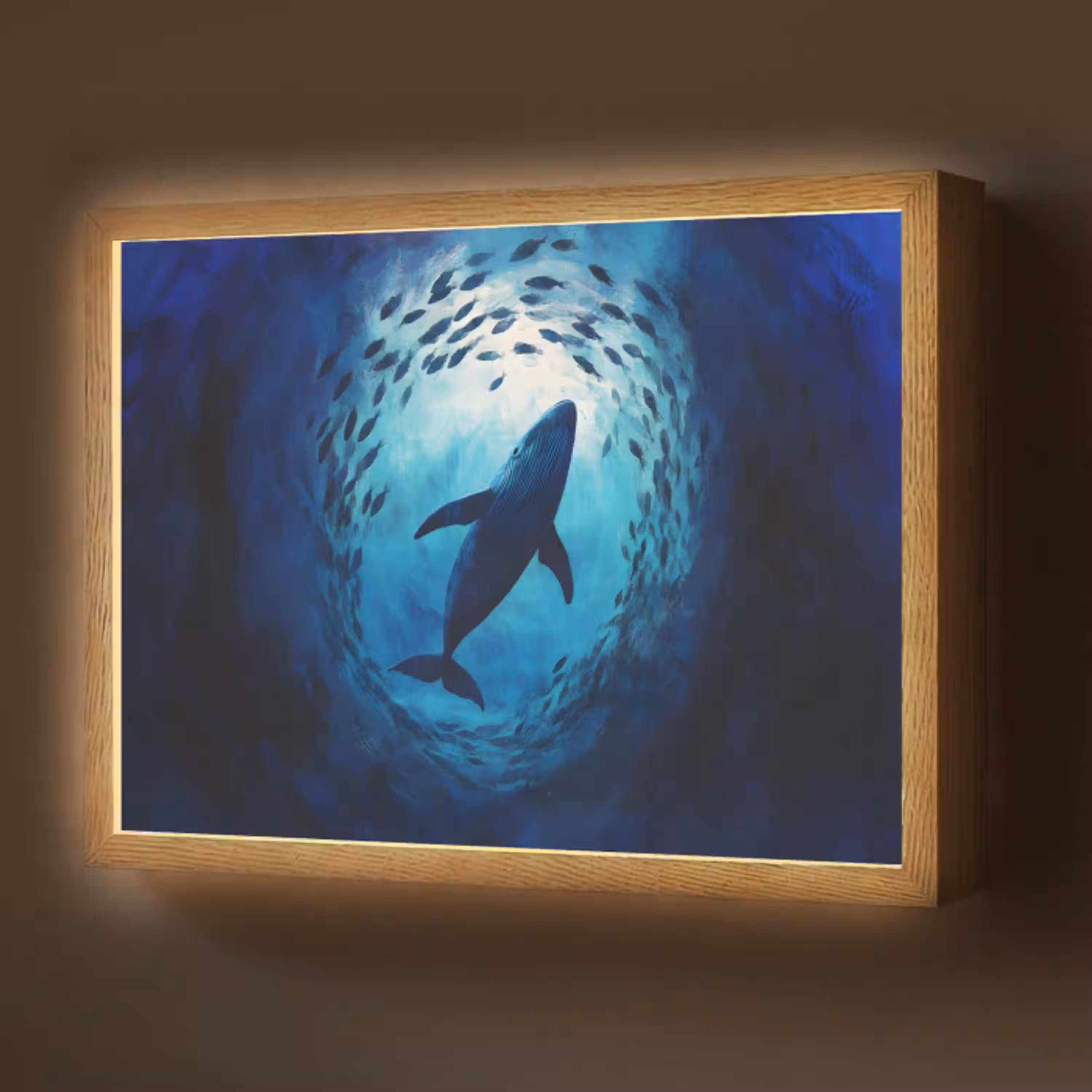 Walvis - Vissen - Donkerblauw Light Box met batterij (Wandlamp) middel -z3d_website