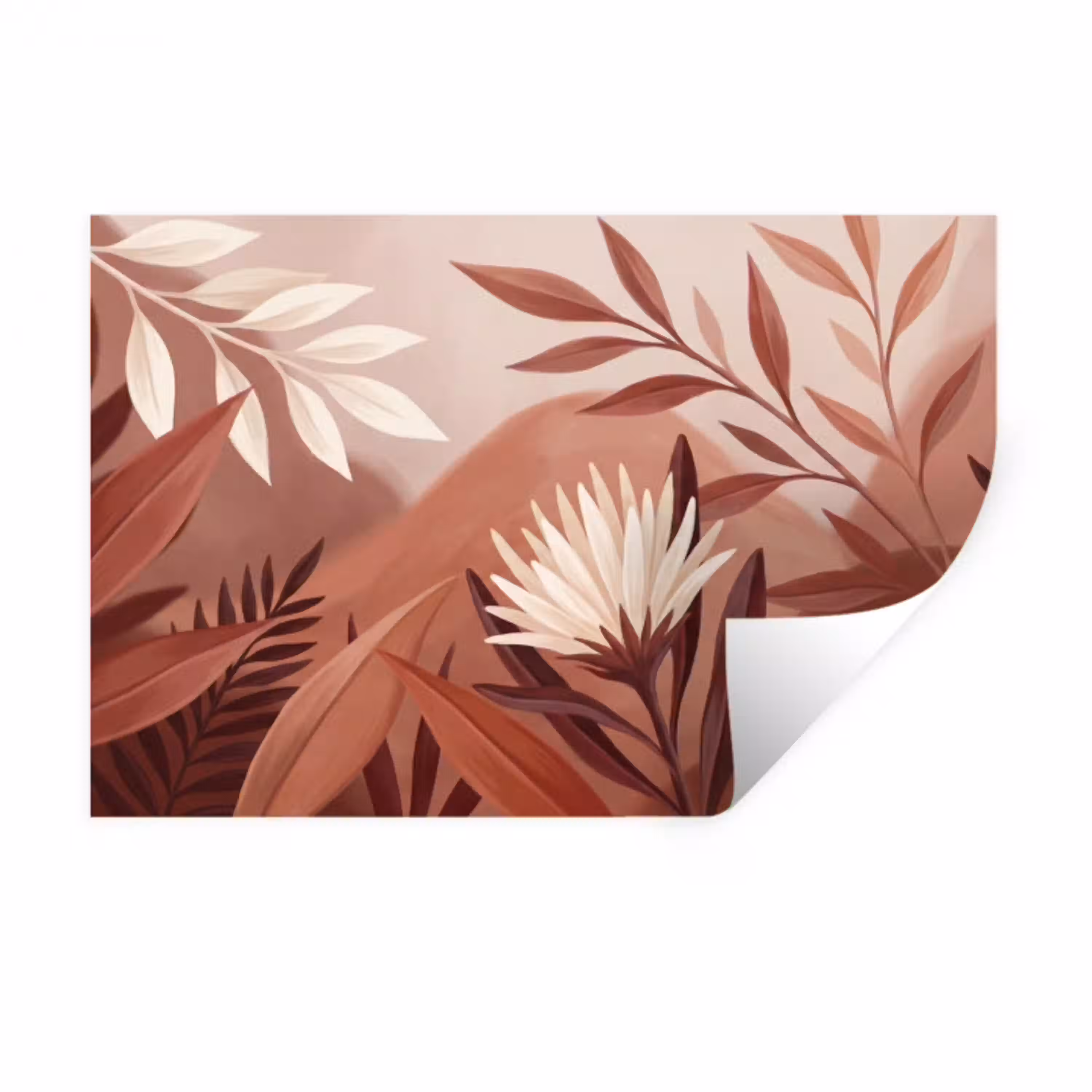 Planten - Bladeren - Botanisch - Modern - Bruin Muursticker klein -3d