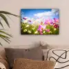 Bloemen - Wei - Paars - Gras - Wit - Wolken - Blauw canvas 2cm klein -sfeer1