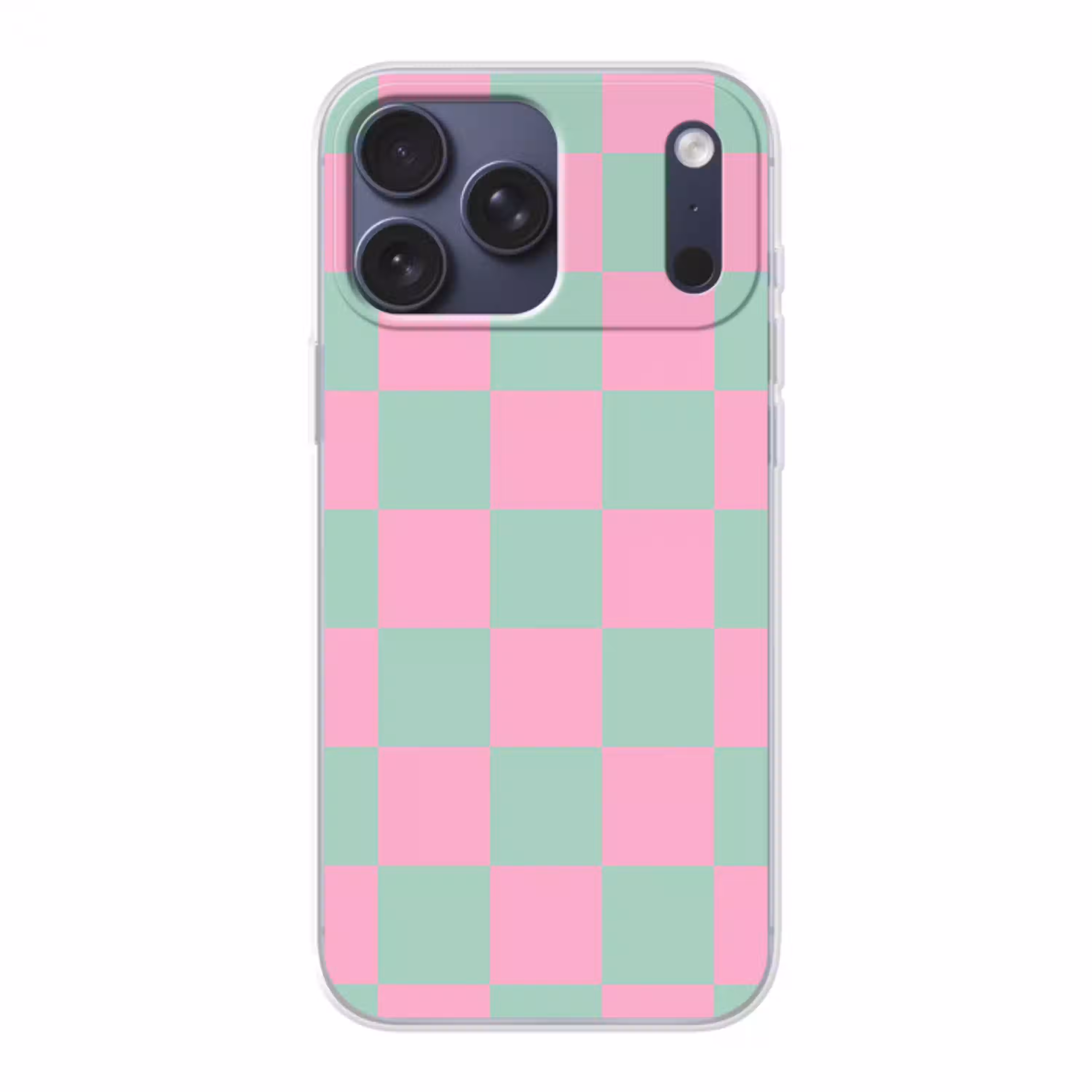 Schaakbord patroon - Groen - Roze - Blokjes Telefoonhoesje iPhone 17 Pro Max klein -3d