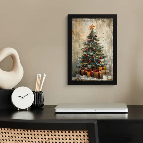 Kerstboom - Vintage - Kerst - Cadeau fotolijst zwart zonder passe partout klein -sfeer1