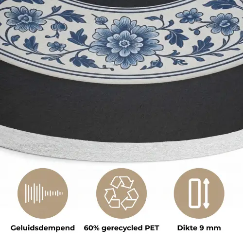 Vinyl - LP - Delfts Blauw - Muziek Akoestische PET Vilt - Rond klein -closeup_NL