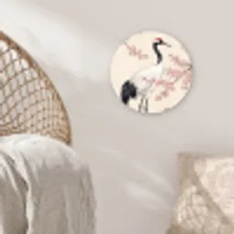 Aziatisch - Kraanvogel - Beige Wandcirkel kunststof plaat 5mm dik klein -sfeer5