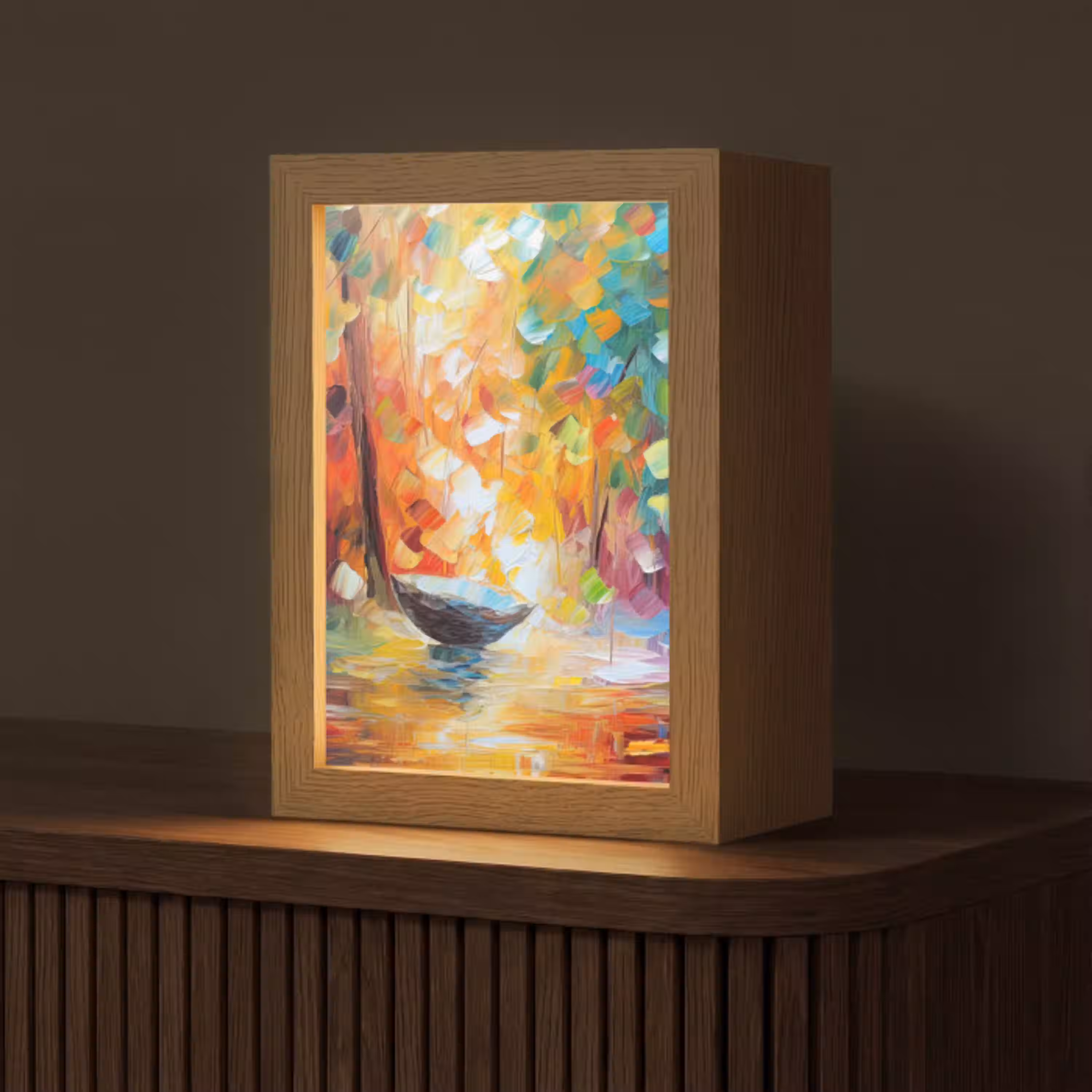 Kleurrijk - Olieverf - Water - Boot Light Box met kabel (Tafellamp) klein -z3d_website