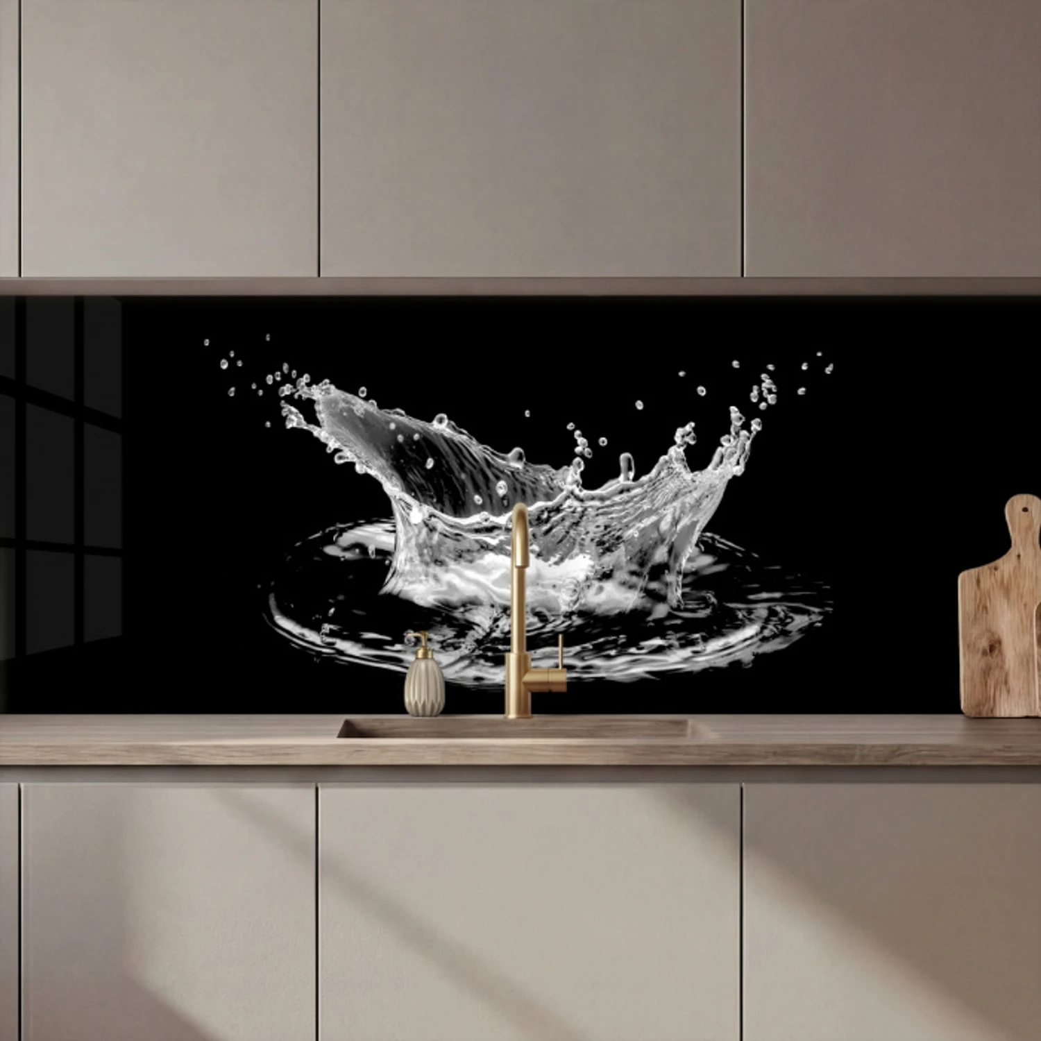Water - Splash - Water - Zwart keuken achterwand 2 middel zz_3dshopping