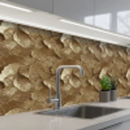 Organisch - Patroon - Bladeren - Goud keuken achterwand 2 middel 871 -3d_schuin