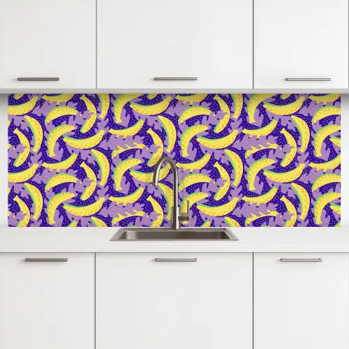 Bananen - Bladeren - Paars keuken achterwand 2 middel 871 -3d