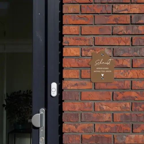 Bruin - Sierlijk Naambord Huisje klein -sfeer2