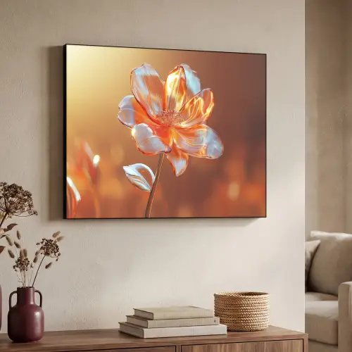 Glazen - Bloem - Zonlicht Textielframe zwart klein -sfeer3