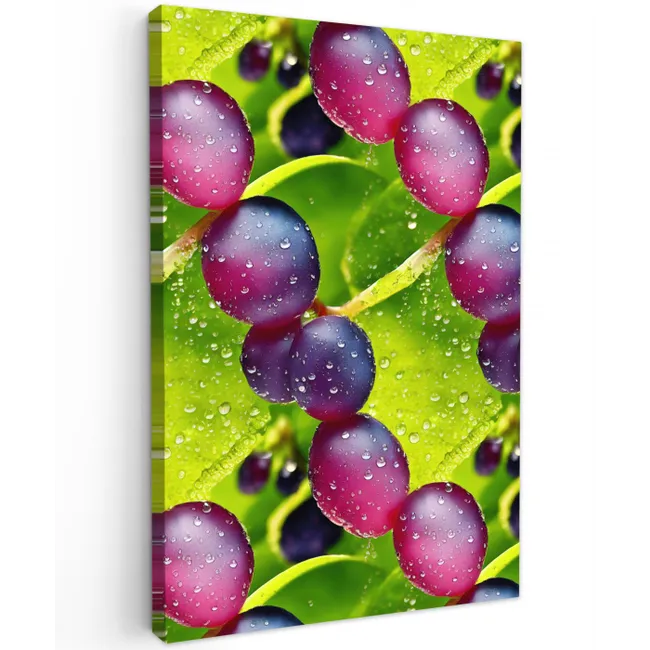 Bessen - Paars - Groen - Dauw Tuinposter op houten frame 2 cm dik klein 841 -3d