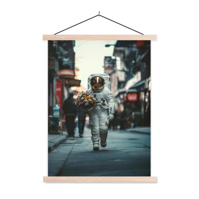 Hanging Poster - Bouquet - Flowers - Colorful - Astronaut