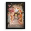 Doorkijk - Boog - Bloemen - Pastel fotolijst zwart zonder passe partout klein -3d