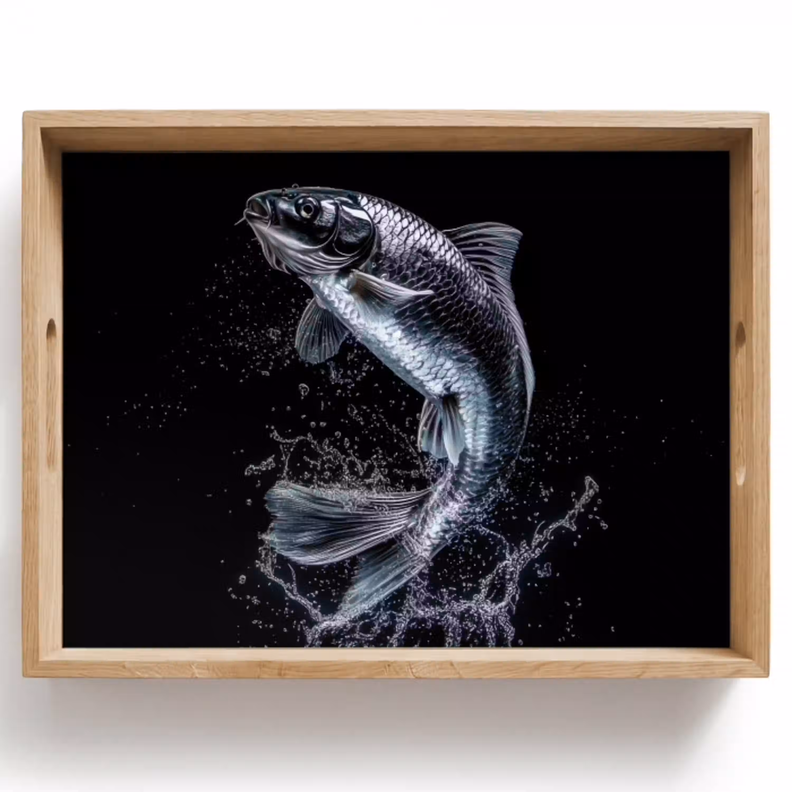 Vis - Koi - Zwart - Water Dienblad Rechthoek middel -z3d_shopping