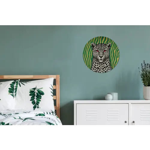 Panter - Zebrapatroon - Groen Wandcirkel aluminium klein -slaapkamer