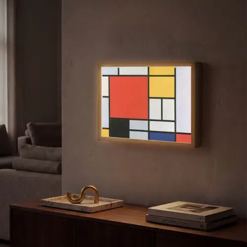 Kunst - Mondriaan - Oude meesters - Compositie 2 Light Box met batterij (Wandlamp) middel -sfeer1