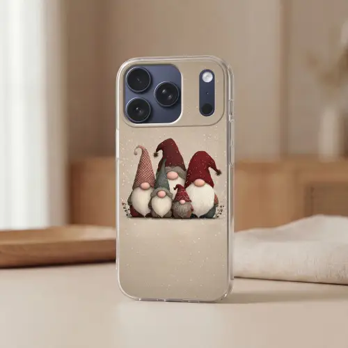Kabouters - Kerst - Sneeuw - Puntmutsen Telefoonhoesje iPhone 17 Pro klein -sfeer2