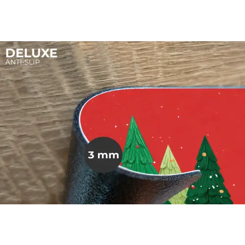 Minimalistisch - Kerstbomen - Rood - Sneeuw Placemat vinyl groot -closeup