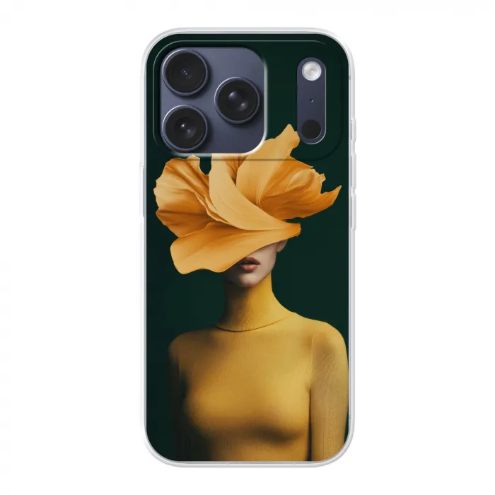 Vrouw - Hoed - Geel Telefoonhoesje iPhone 17 Pro klein -3d