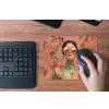 Vrouw - Bril - Roze - Bloemen muismat rubber klein -toetsenbord