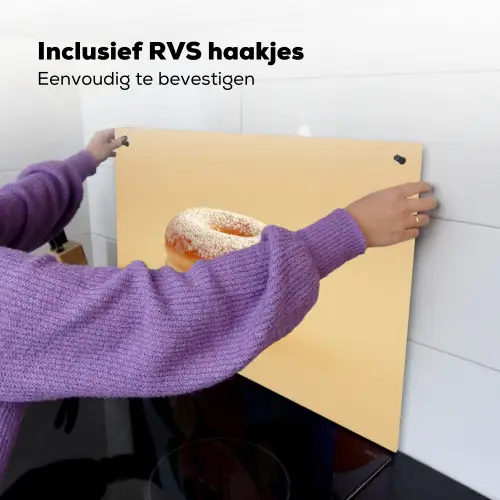 Donut - Romig - Poedersuiker - Beige Inductie beschemer met haakjes klein -ky-ophangen-nl