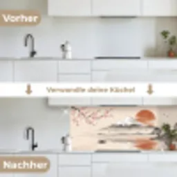 Bergtop - Meer - Bloesem keuken achterwand 2 middel -voor-na_DE