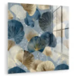Bladeren - Abstract - Goud - Blauw plexiglas 5mm klein -zzzproduct_nieuw