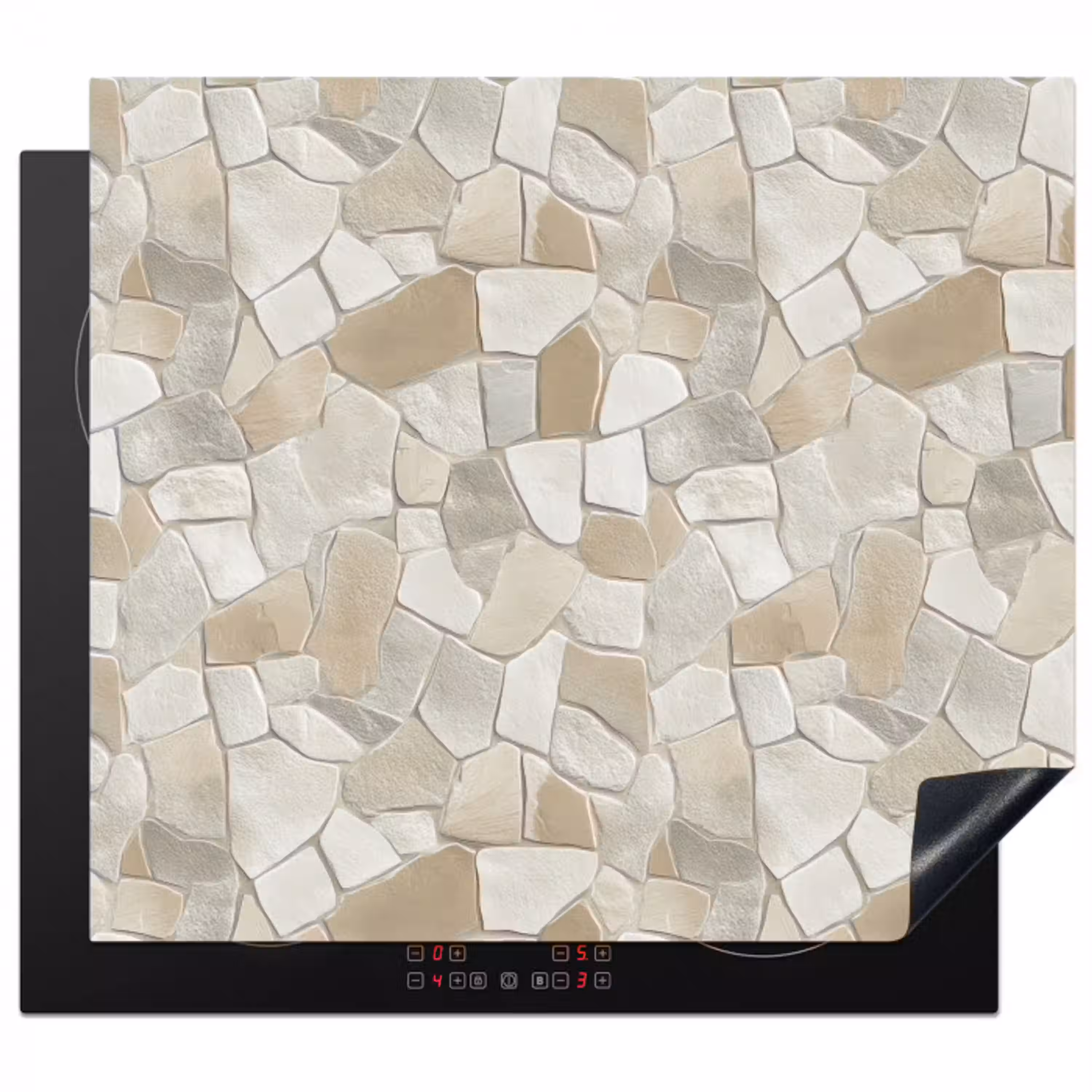 Mozaïek - Stenen - Beige Inductie beschermer vinyl 3mm middel 274 -3d
