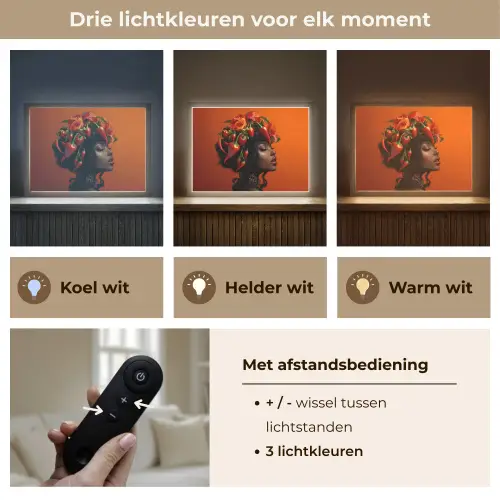 Vrouw - Chilipepers - Pepers - Bloemen Light Box met batterij (Wandlamp) middel -USP_lichtkleurNL