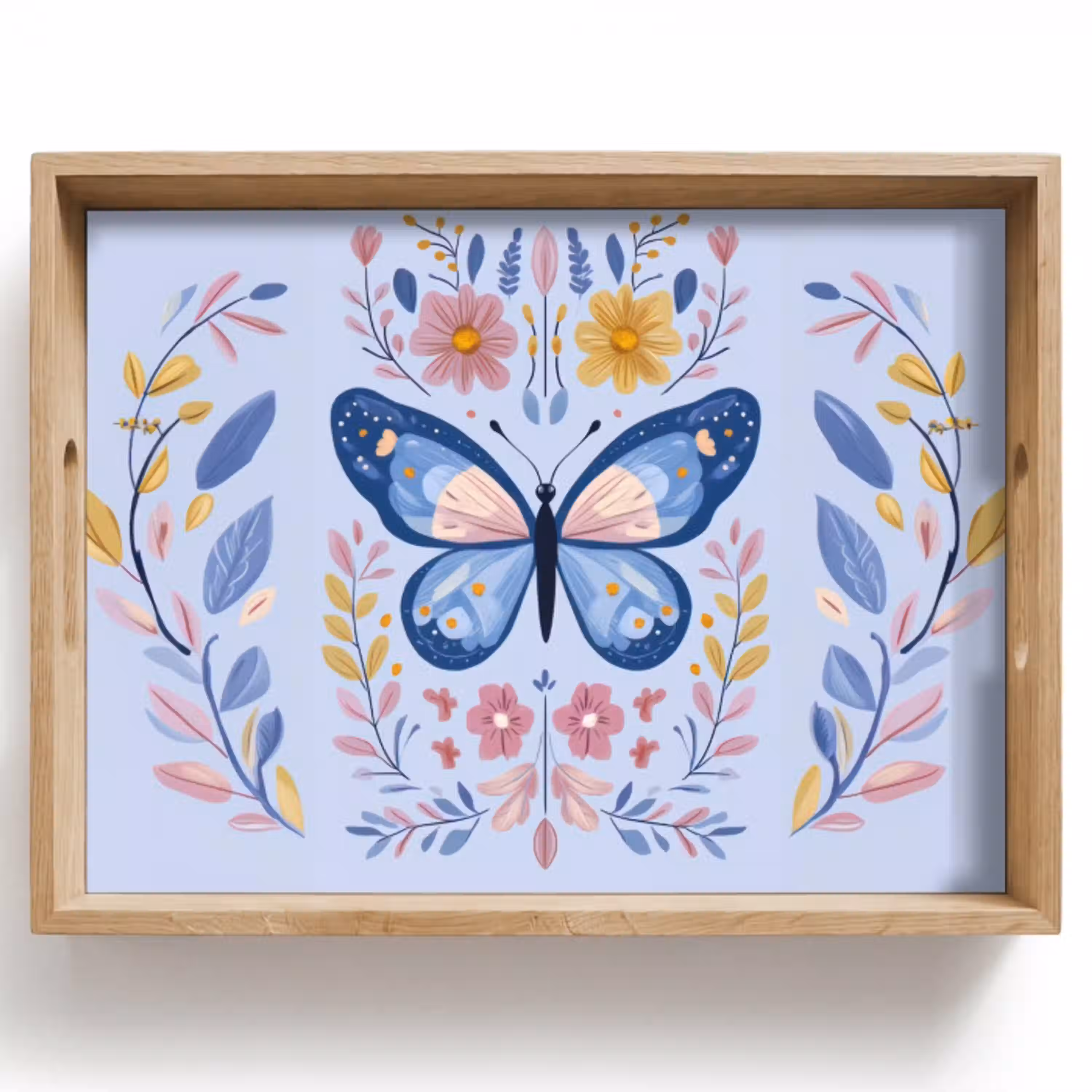 Vlinder - Lichtblauw - Sierlijk - Bloemen Dienblad Rechthoek middel -z3d_shopping