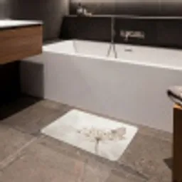 Vlinder - Bloem -Natuur - Beige Badmat klein -sfeer3